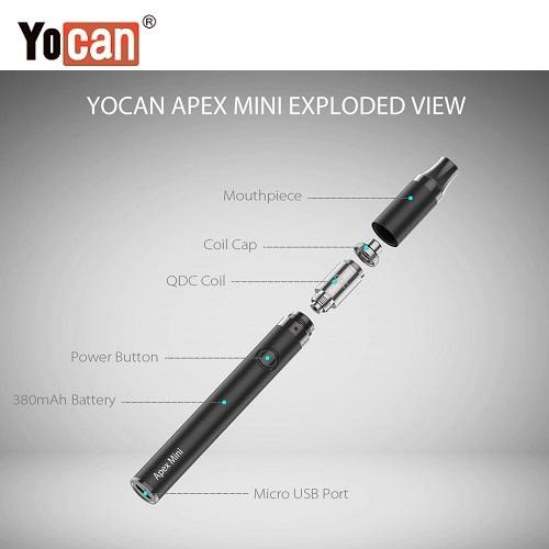 Yocan Apex Mini Variable Voltage Wax Pen Exploded View Lookah USA Wholesale