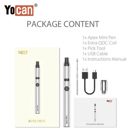 Yocan Apex Mini Variable Voltage Wax Pen Package Contents Lookah USA Wholesale