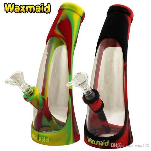 The Horn Glass & Silicone Water Pipe by Waxmaid