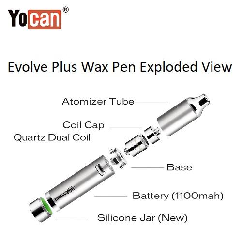 Yocan Evolve Plus 2020 Version 2 in 1 Wax Pen Exploded View