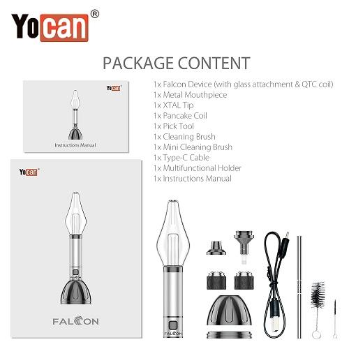 Yocan Falcom Wax and Dry Herb 6 In 1 Kit Package Content Lookah USA Wholesale